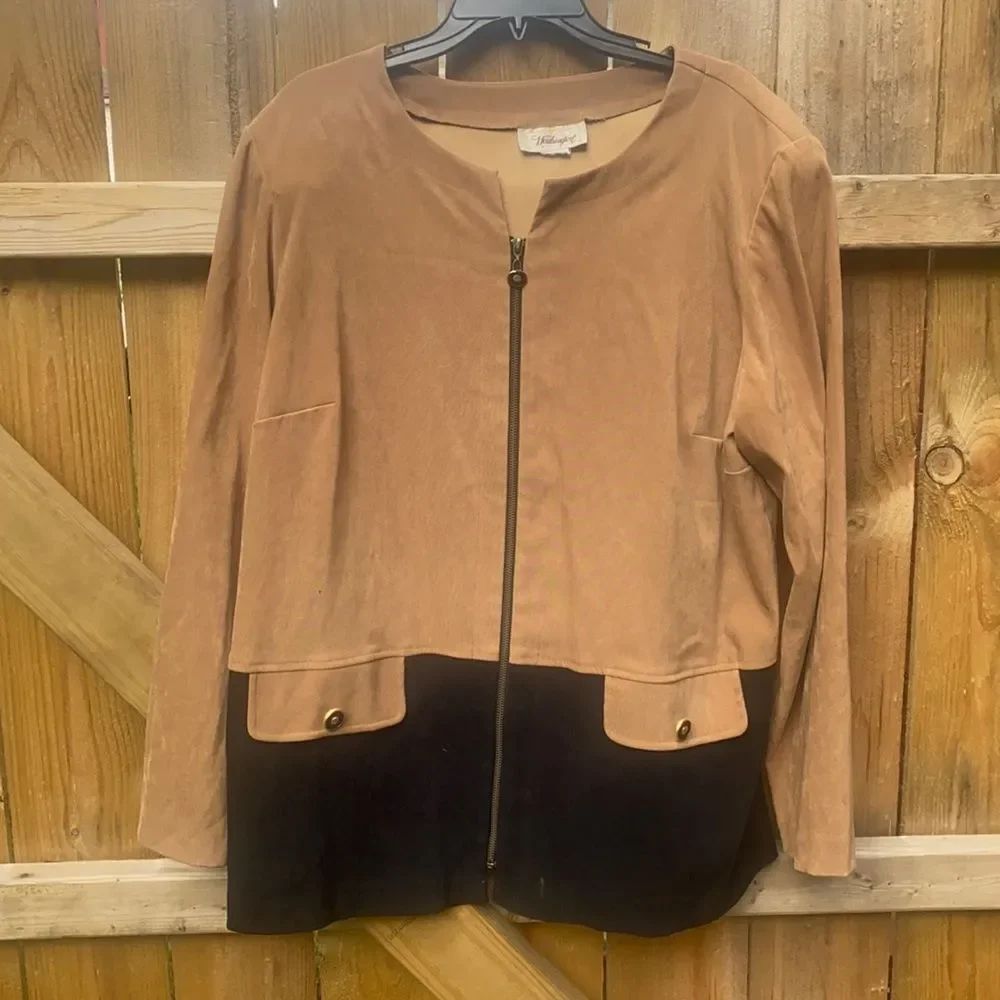 Worthington faux suede zip up blazer